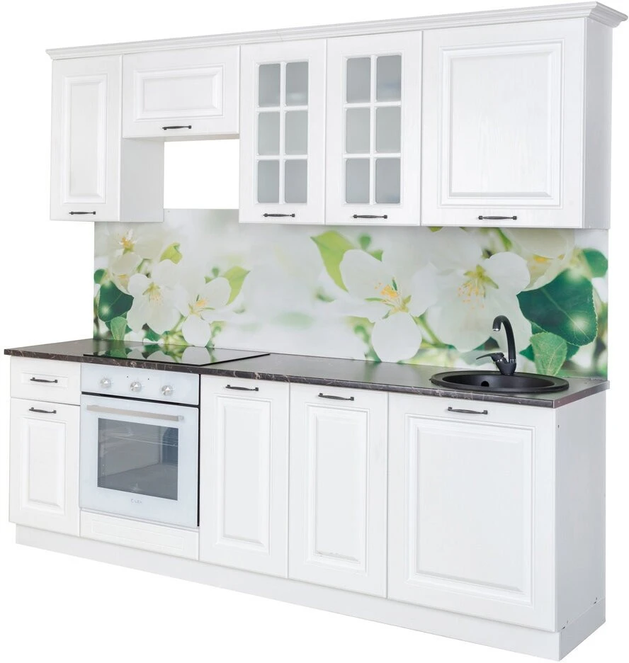 Кухонный гарнитур Hoff Белла 2,4 м, 246х216х60 см, матовый, цвет белое дерево